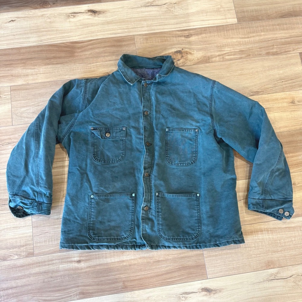 Vintage Carhartt Blanket Lined Chore Coat Duck Canvas Jacket Distressed UNSIZED